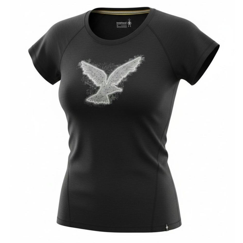 SmartWool Women's S/S Raven Graphic T-Shirt Merino Cotton Blend Black Size MED